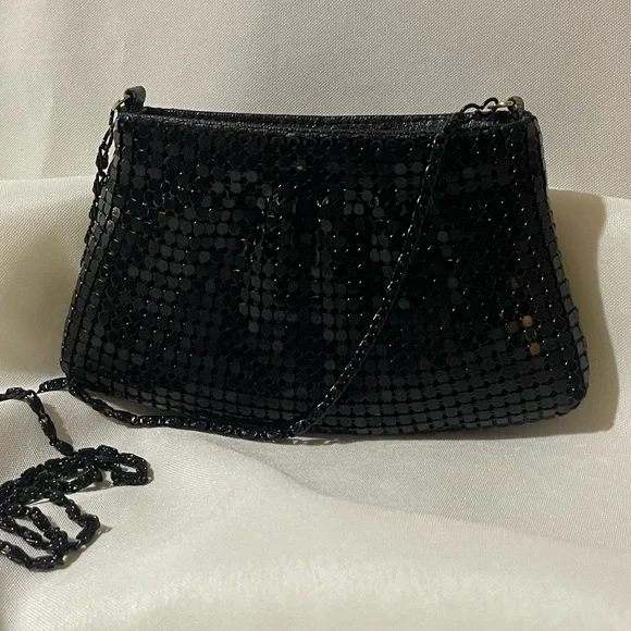 Vintage Black Mesh Evening Bag with Chain Strap by Y & S - Picture 2 of 9